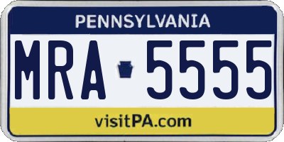 PA license plate MRA5555