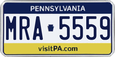 PA license plate MRA5559