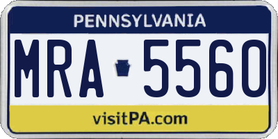PA license plate MRA5560