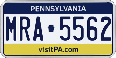 PA license plate MRA5562