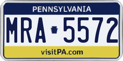 PA license plate MRA5572