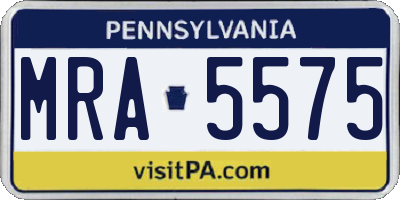 PA license plate MRA5575