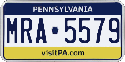 PA license plate MRA5579