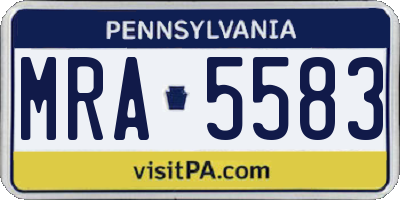 PA license plate MRA5583