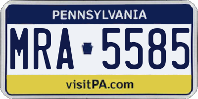 PA license plate MRA5585