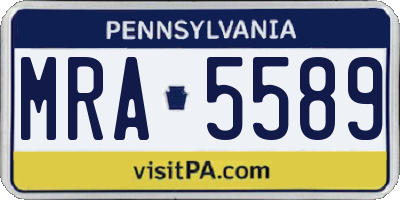 PA license plate MRA5589