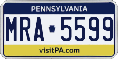 PA license plate MRA5599