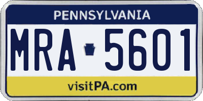 PA license plate MRA5601