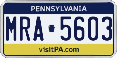 PA license plate MRA5603