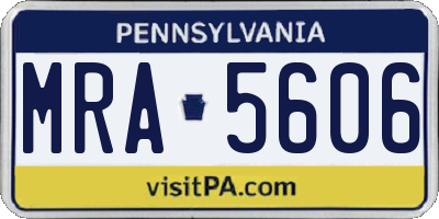 PA license plate MRA5606