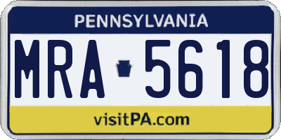 PA license plate MRA5618
