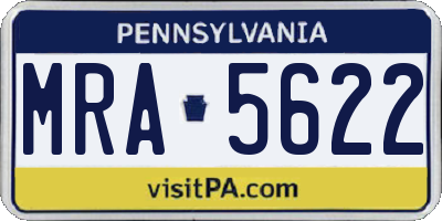 PA license plate MRA5622