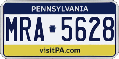 PA license plate MRA5628