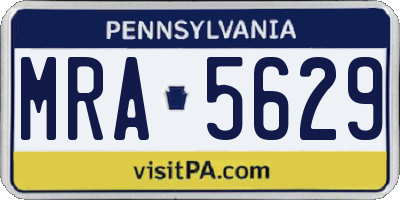 PA license plate MRA5629