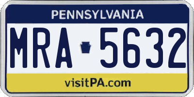 PA license plate MRA5632