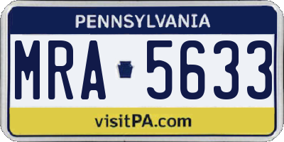 PA license plate MRA5633