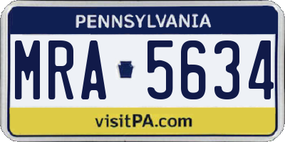 PA license plate MRA5634