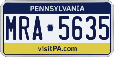 PA license plate MRA5635