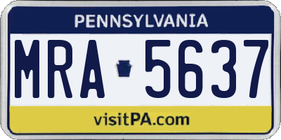 PA license plate MRA5637