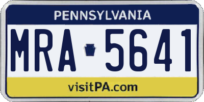 PA license plate MRA5641