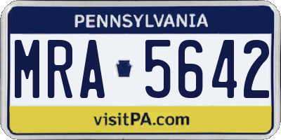 PA license plate MRA5642