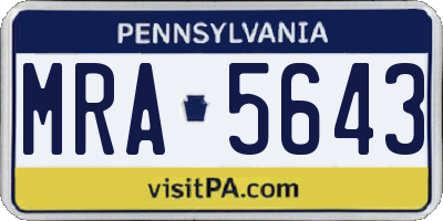 PA license plate MRA5643
