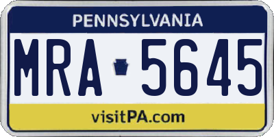 PA license plate MRA5645