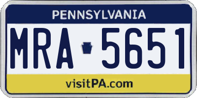 PA license plate MRA5651