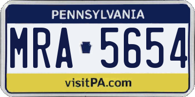 PA license plate MRA5654