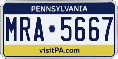 PA license plate MRA5667