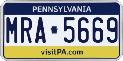 PA license plate MRA5669
