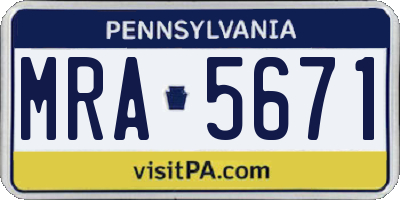 PA license plate MRA5671