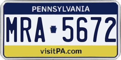 PA license plate MRA5672