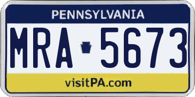 PA license plate MRA5673