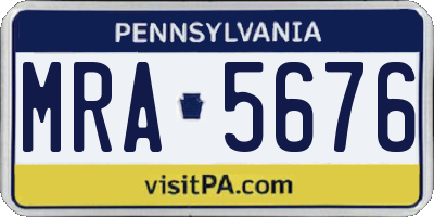 PA license plate MRA5676