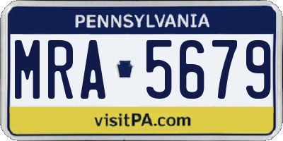 PA license plate MRA5679