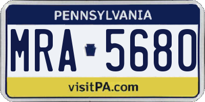 PA license plate MRA5680
