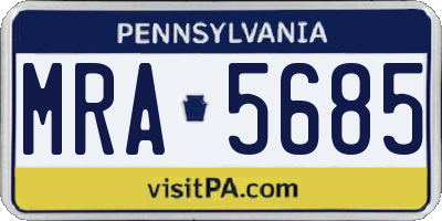 PA license plate MRA5685