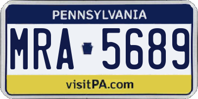 PA license plate MRA5689