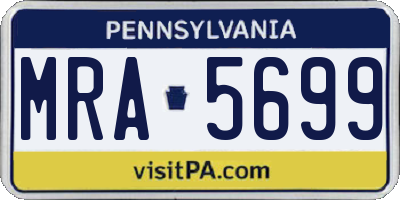 PA license plate MRA5699