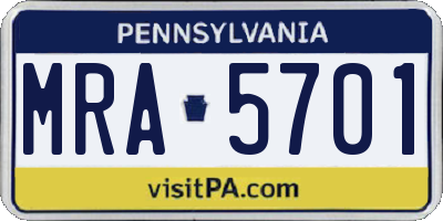 PA license plate MRA5701