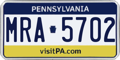 PA license plate MRA5702