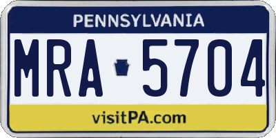 PA license plate MRA5704