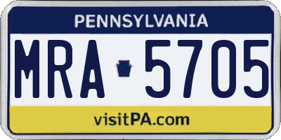 PA license plate MRA5705