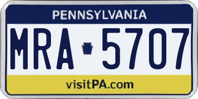 PA license plate MRA5707