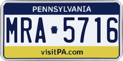 PA license plate MRA5716
