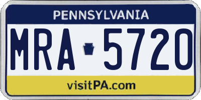 PA license plate MRA5720