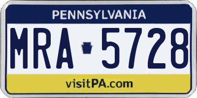 PA license plate MRA5728
