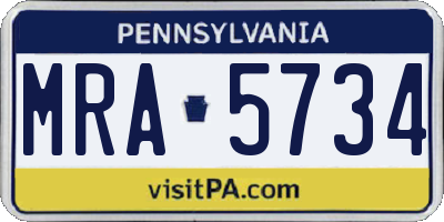 PA license plate MRA5734