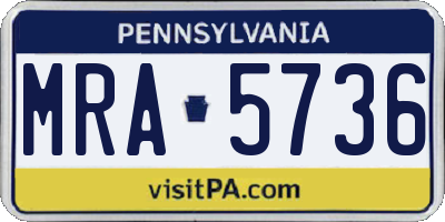 PA license plate MRA5736